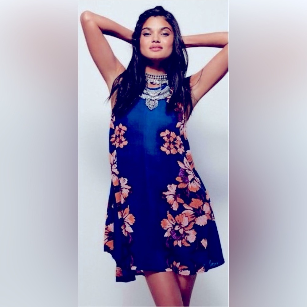Free People Blue Floral Halter Dress